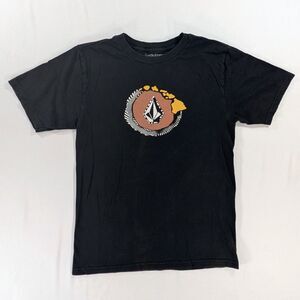 Volcom Shirt Mens Small Black Ringafire Logo Short Sleeve Crew Cotton Skate Surf